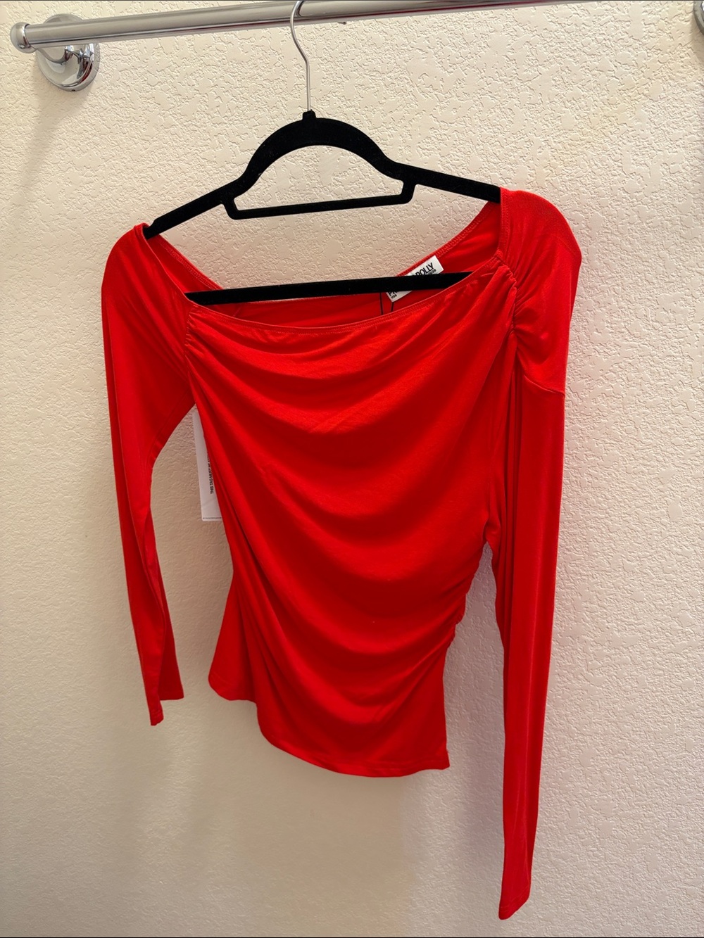 Princess Polly Red Off-Shoulder Long Sleeve Top